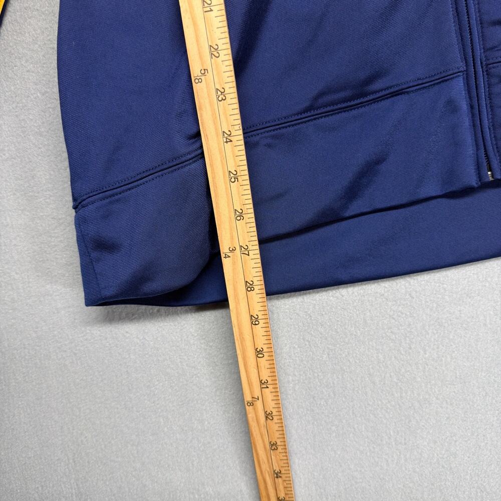 Vintage Adidas Hoodie Mens XL Blue Zip Up 3 Stripe Yellow Track Jacket Y2K - Picture 5 of 9